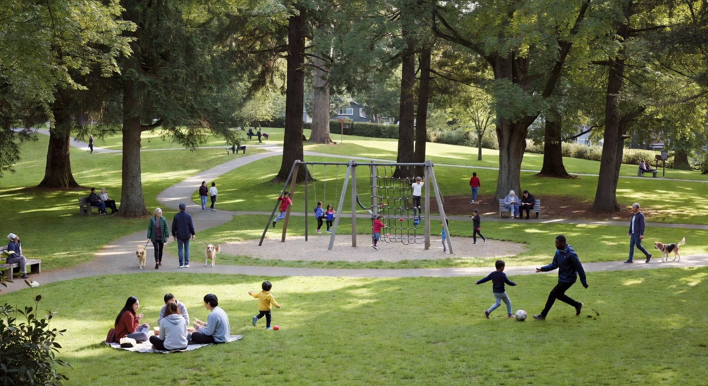 View Ridge Park Seattle with families and children enjoying outdoor recreation and green spaces